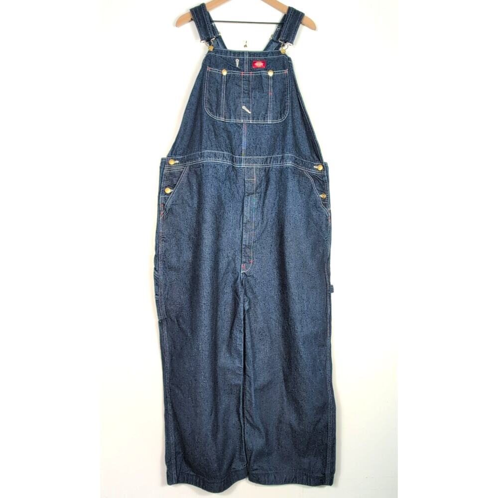 Dickies Overalls Men’s Size 46x32 Blue Denim Carpenter Bib Straight Leg Jeans